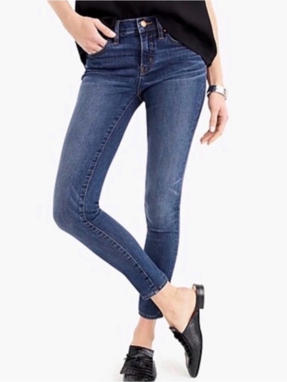 J.Crew ~ Classic Mid-Rise Skinny Toothpick Jeans in Dark Blue